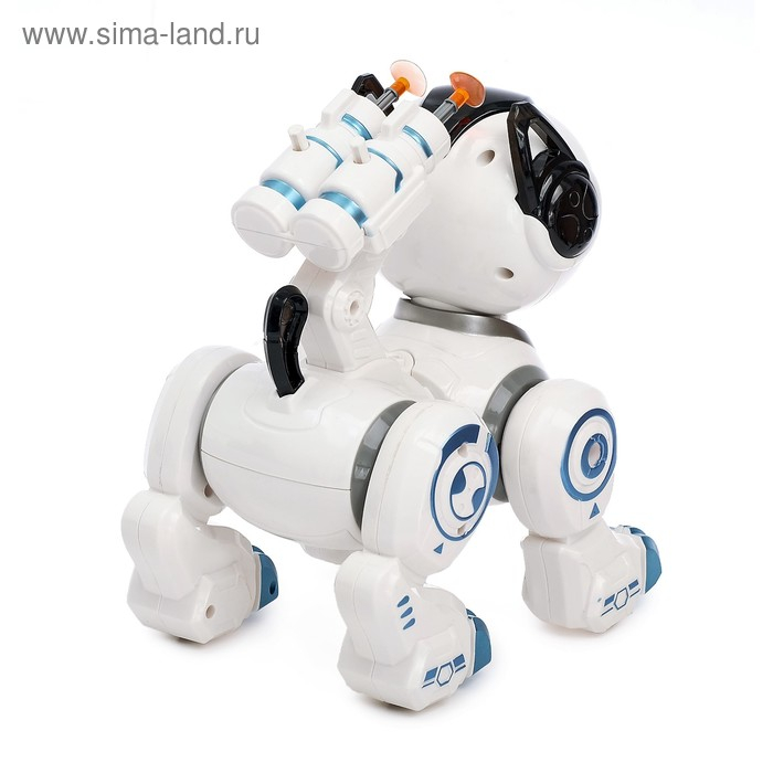 Робот собака «Рокки» IQ BOT, интерактивный: звук, свет, стреляющий, на батарейках, синий Робот собака «Рокки» IQ BOT, интерактивный: звук, свет, стреляющий, на батарейках, синий