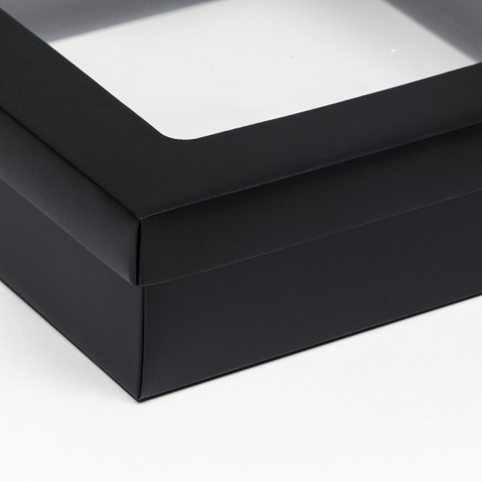 Коробка подарочная складная, упаковка, крышка-дно, чёрная, с окном 30 х 30 х 8 см Коробка подарочная складная, упаковка, крышка-дно, чёрная, с окном 30 х 30 х 8 см