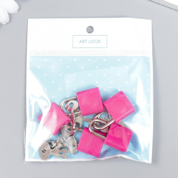 Замочек с ключиком для шкатулки металл, пластик набор 5 шт С286 3,1х1,9 см Замочек с ключиком для шкатулки металл, пластик набор 5 шт С286 3,1х1,9 см