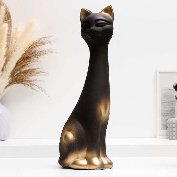 Фигура  Фигура "Кот" черная в золоте, 14х40х15см
