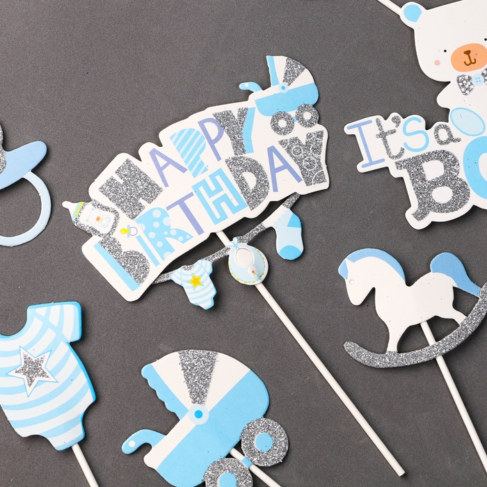 Набор топперов «С днём рождения, сынок», набор 7 шт. Набор топперов «С днём рождения, сынок», набор 7 шт.