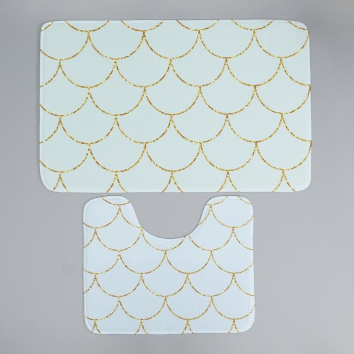 Набор ковриков для ванной и туалета Доляна «Чешуя», 2 шт: 50×80, 40×50 см