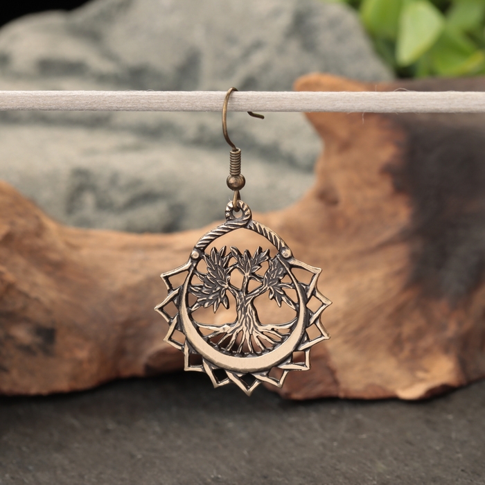 Серьги-амулет Серьги-амулет "Древо жизни", латунь