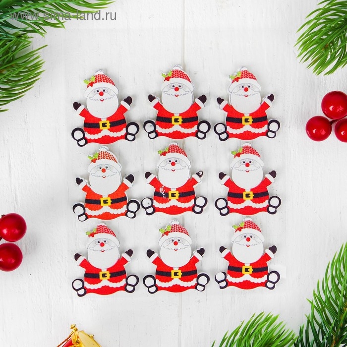 Новогодний декор-наклейки Новогодний декор-наклейки "Весёлый дедушка", набор 9 шт.