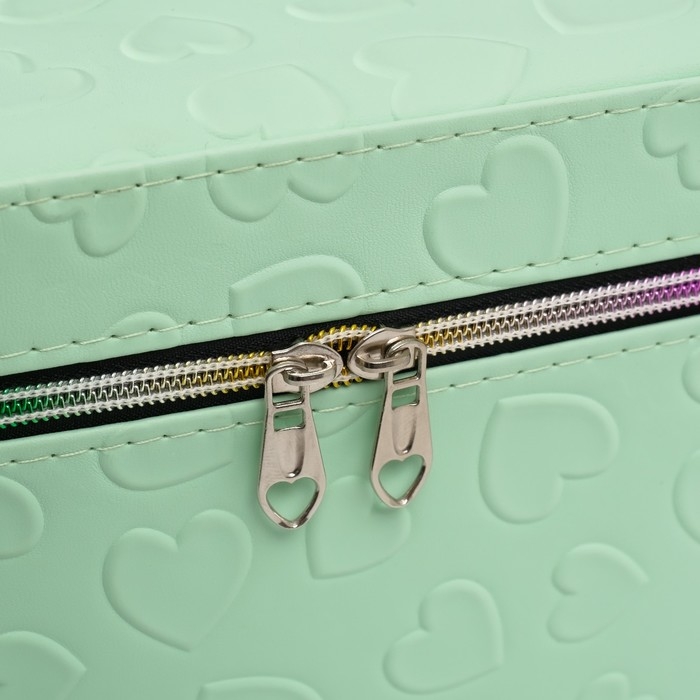 Шкатулка кожзам с зеркалом Шкатулка кожзам с зеркалом "Сердца" св-зелёная набор 3 шт 19х10,5х10,5 21х13х14 15х23х17 см