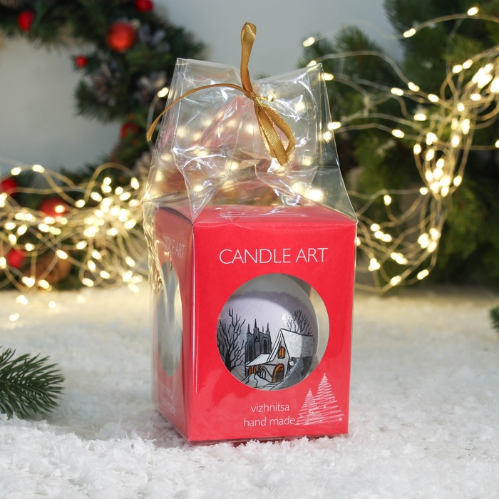 Ёлочный шар d-7 см Ёлочный шар d-7 см "Дом в снегу" ручная роспись, белый