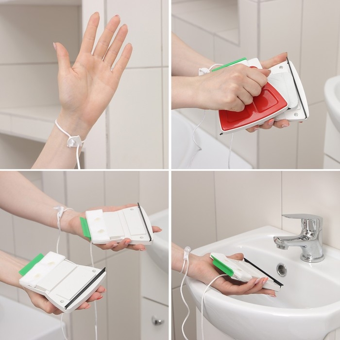 Магнитная щётка для мытья окон с двух сторон Доляна, прямоугольная, с водосгоном и скребком, на стекло 18-30 мм Магнитная щётка для мытья окон с двух сторон Доляна, прямоугольная, с водосгоном и скребком, на стекло 18-30 мм