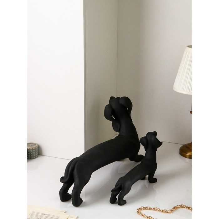 Набор фигур «Такса», полистоун, 35 см, цвет черный матовый Набор фигур «Такса», полистоун, 35 см, цвет черный матовый