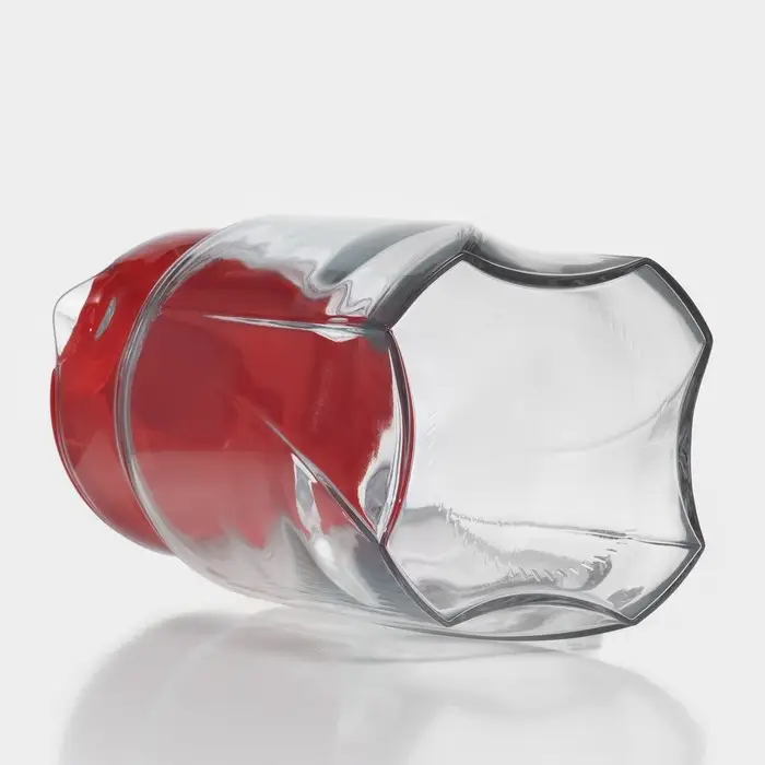 Кувшин Paşabah&ccedil;e Light blue, 1.7 л, стекло, красная крышка, прозрачный