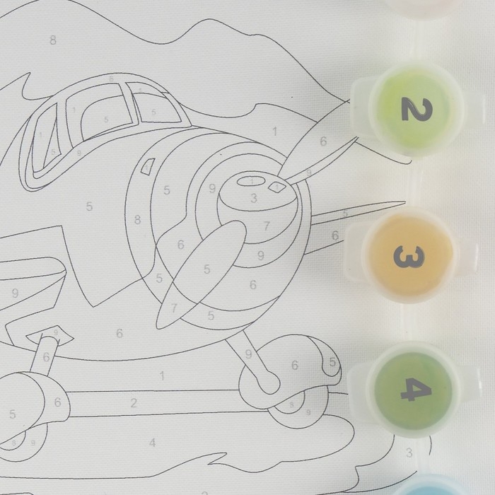 Картина по номерам детская «Самолет», холст на подрамнике, 20 × 20 см