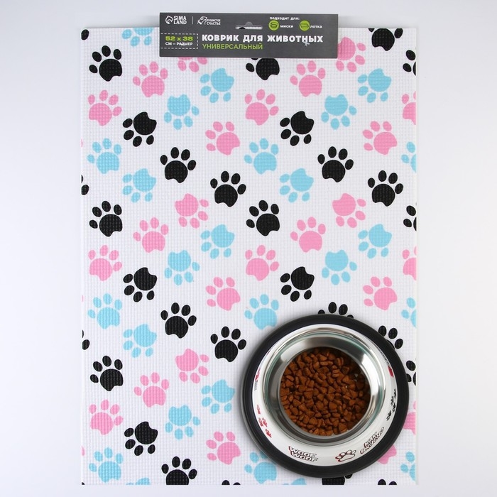 Коврик под миску «Лапки темные», 52х38х0,3см Коврик под миску «Лапки темные», 52х38х0,3см