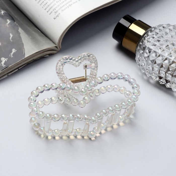 Краб для волос Краб для волос "Хелен" сердце, 9 см, прозрачный