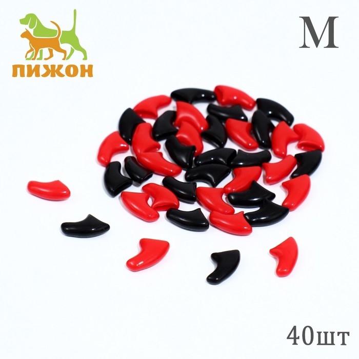 Когти накладные Когти накладные "Дуэт-Антицарапки" (40 шт), размер M, чёрные-красные