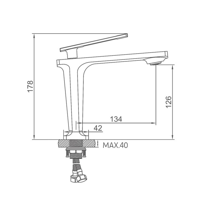 Смеситель для раковины Accoona A90127FW, однорычажный, длина излива 134 мм, черный Смеситель для раковины Accoona A90127FW, однорычажный, длина излива 134 мм, черный