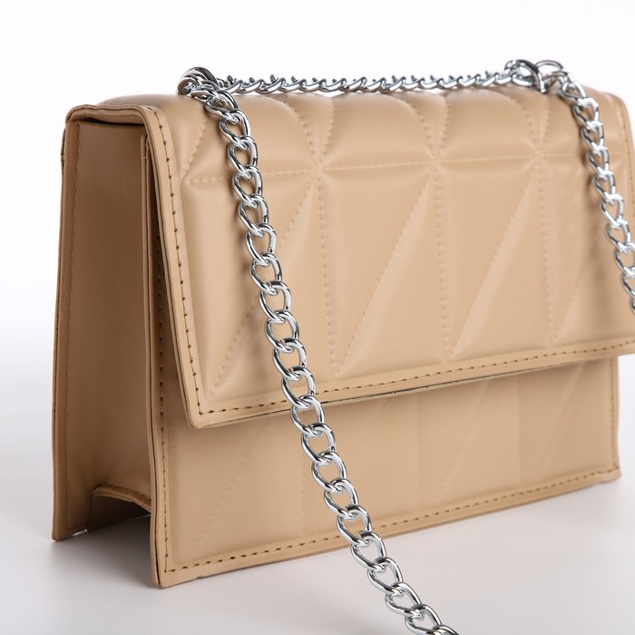 Сумка женская на клапане, 22х15х6 см, цвет бежевый Сумка женская на клапане, 22х15х6 см, цвет бежевый