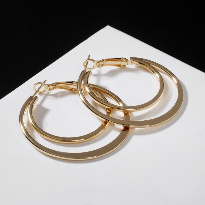 Серьги-кольца «Карма» двойной круг, цвет золото, d=4 Серьги-кольца «Карма» двойной круг, цвет золото, d=4