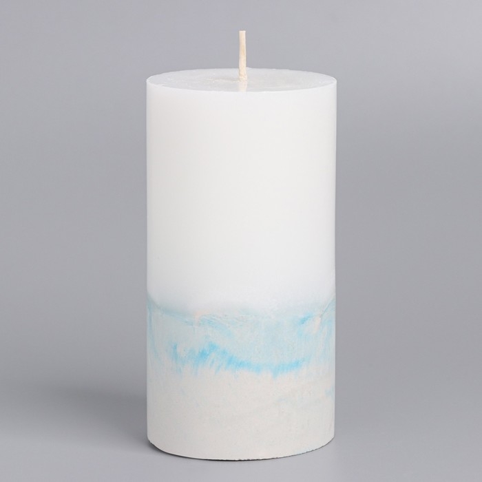 Свеча с бетоном, 5х10 см, бело-синяя Свеча с бетоном, 5х10 см, бело-синяя