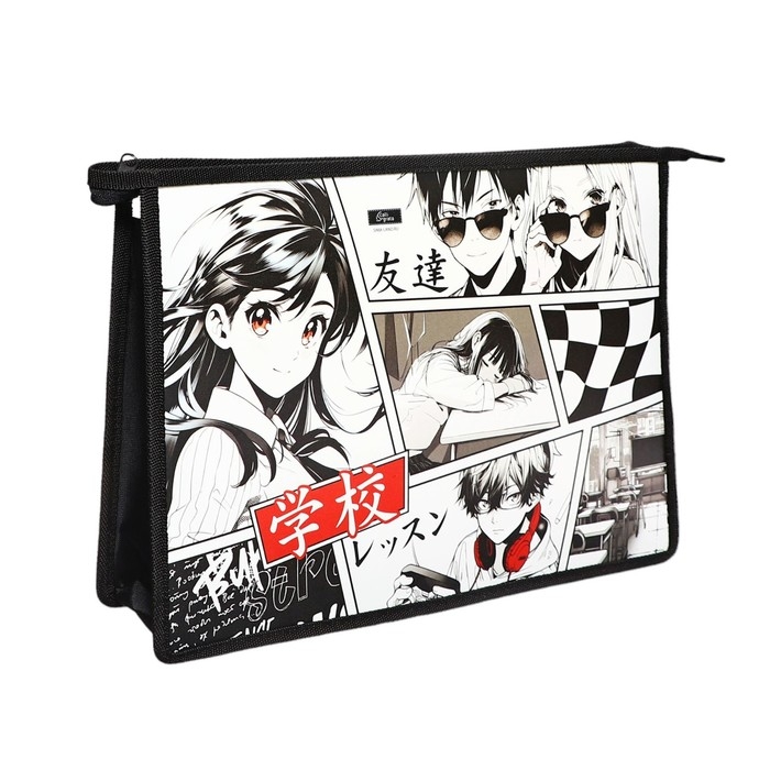 Папка для тетрадей А4, 325 х 230 х 55 мм, молния сверху, пластиковая, ПМ-А4-29 Calligrata Папка для тетрадей А4, 325 х 230 х 55 мм, молния сверху, пластиковая, ПМ-А4-29 Calligrata "Аниме"