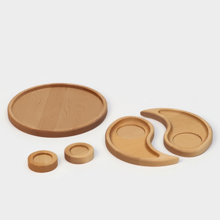 Подарочный набор деревянной посуды Adelica «Инь-янь», менажница 2 шт, поднос, подсвечник 2 шт, берёза Подарочный набор деревянной посуды Adelica «Инь-янь», менажница 2 шт, поднос, подсвечник 2 шт, берёза