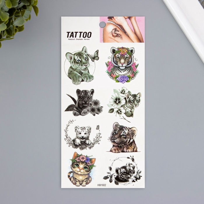 Татуировка на тело цветная Татуировка на тело цветная "Тигрёнок разный" 10х20,5 см
