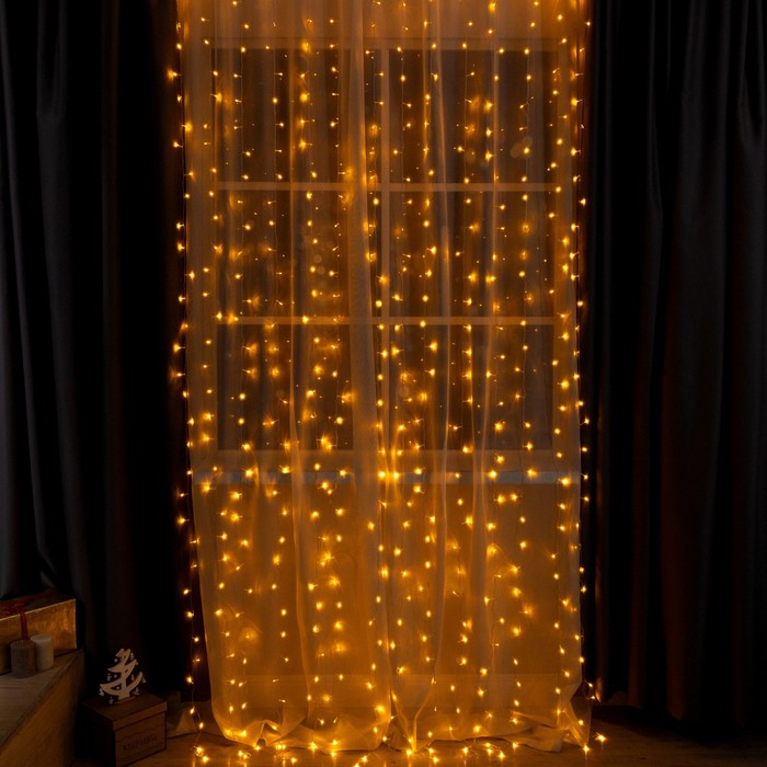 Гирлянда «Занавес» 2 × 3 м, IP20, прозрачная нить, 720 LED, свечение жёлтое, 8 режимов, 220 В Гирлянда «Занавес» 2 × 3 м, IP20, прозрачная нить, 720 LED, свечение жёлтое, 8 режимов, 220 В