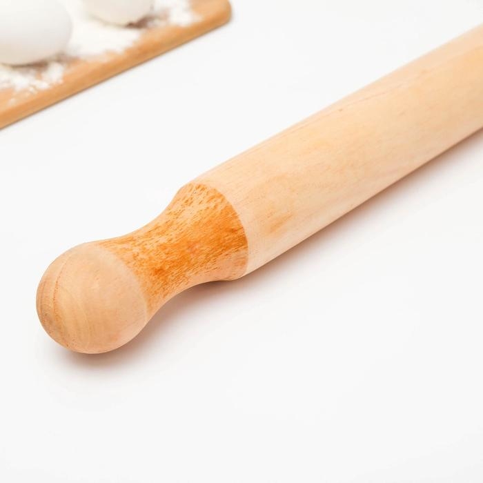 Скалка деревянная Доляна, 50×5 см, с фигурными ручками Скалка деревянная Доляна, 50×5 см, с фигурными ручками