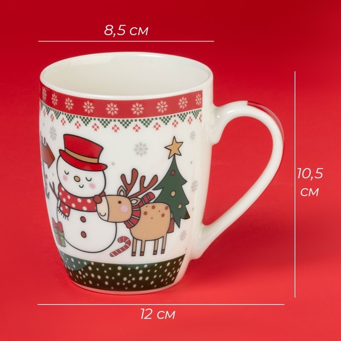 Новогодняя кружка Доляна «С Новым Годом», 370 мл, 12×8,5×10,5 см, цвет белый