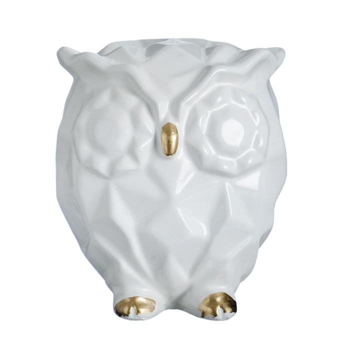 Копилка Копилка "Сова оригами" белая, 11х9,5х13,5см
