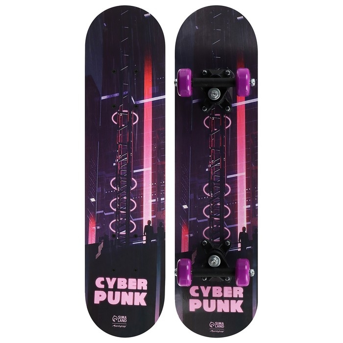 Скейтборд подростковый ONLITOP «Киберпанк», 62×16 см, колёса PVC 50 мм, пластиковая рама