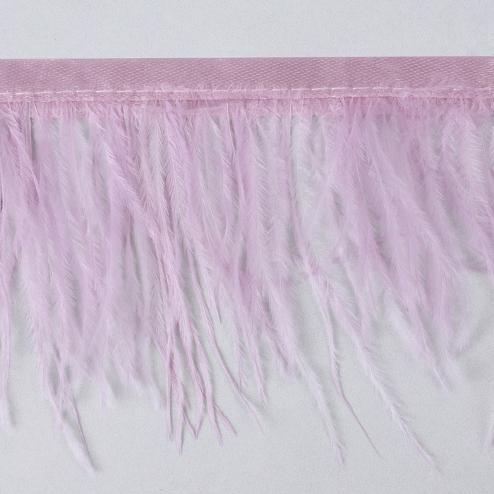 Тесьма с перьями страуса, 8-10 см, 5 ± 0,5 м, цвет лавандовый Тесьма с перьями страуса, 8-10 см, 5 ± 0,5 м, цвет лавандовый