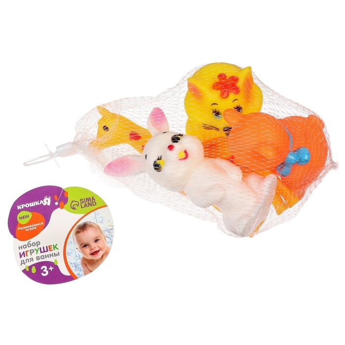 Набор резиновых игрушек для ванны «Друзья», с пищалкой, 4 шт, Крошка Я