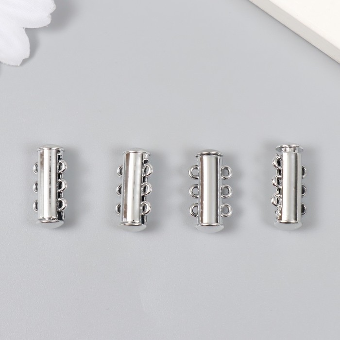 Застёжка магнитная трёхрядная металл серебро 0,6х2,1 см Застёжка магнитная трёхрядная металл серебро 0,6х2,1 см