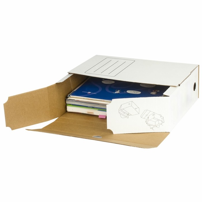 Короб архивный с клапаном А4, Calligrata, 100 мм, до 900 л, микрогофрокартон, белый Короб архивный с клапаном А4, Calligrata, 100 мм, до 900 л, микрогофрокартон, белый