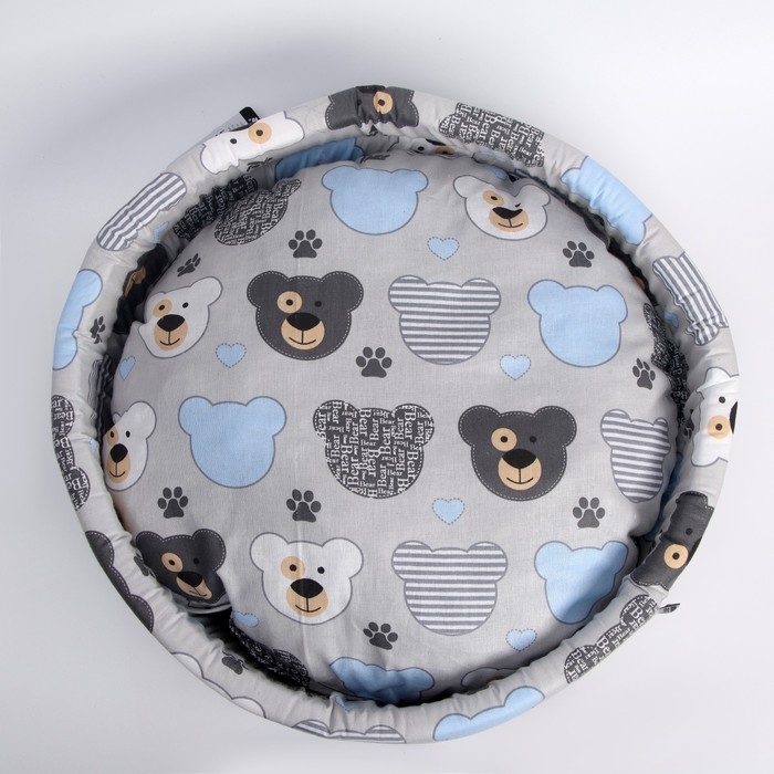 Лежанка круглая LOWCOST СТМ-30, 40 х 40 х 12, поплин,  Лежанка круглая LOWCOST СТМ-30, 40 х 40 х 12, поплин, "медведи"
