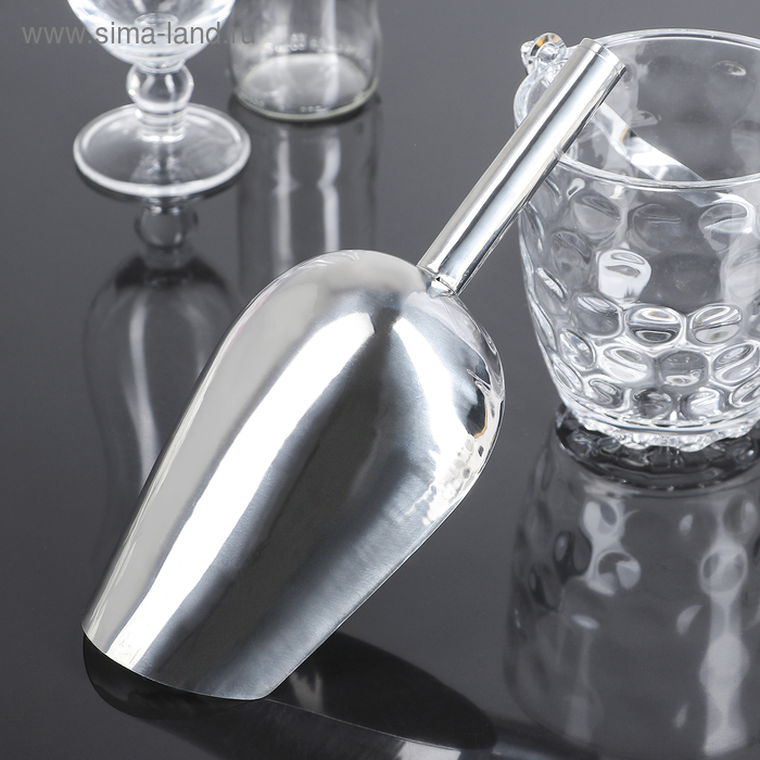 Совок из нержавеющей стали для льда и сыпучих продуктов, 27×12×5,5 см, цвет хромированный Совок из нержавеющей стали для льда и сыпучих продуктов, 27×12×5,5 см, цвет хромированный