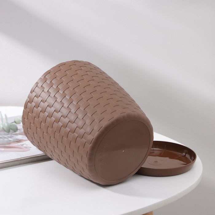 Горшок для цветов с поддоном «Ротанг», 3 л, цвет тёмно-коричневый Горшок для цветов с поддоном «Ротанг», 3 л, цвет тёмно-коричневый