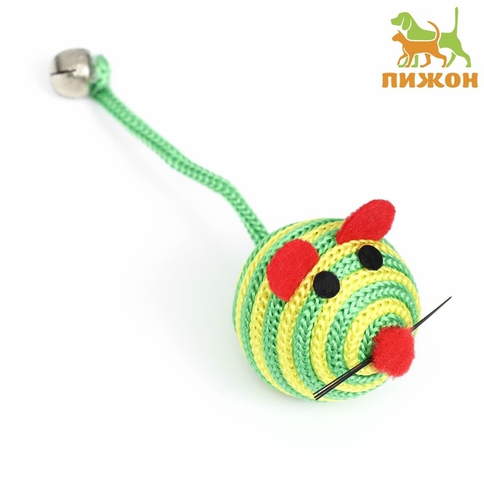 Шарик-мышь из текстиля, 4,2 см, зелёная Шарик-мышь из текстиля, 4,2 см, зелёная