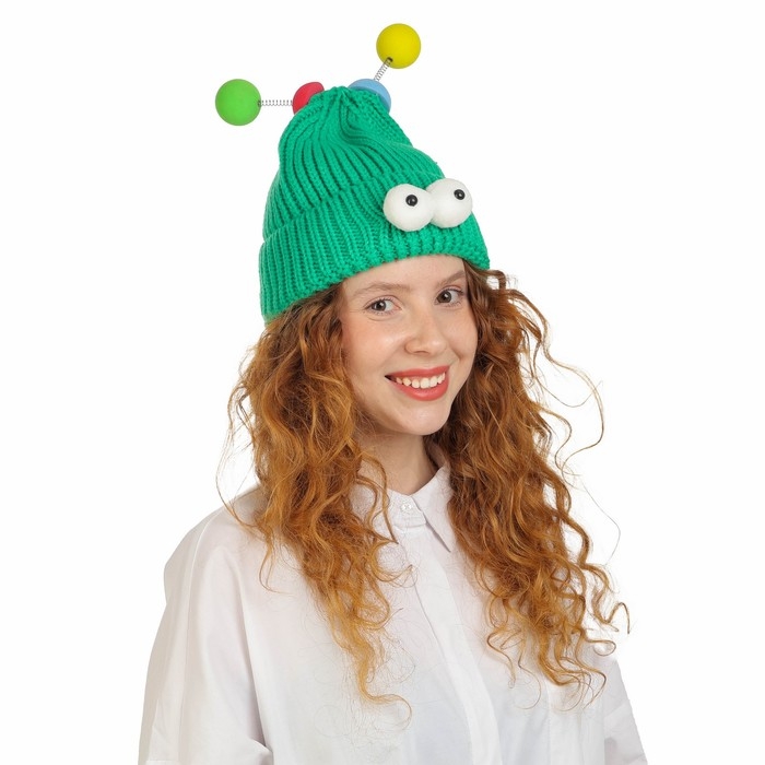 Карнавальная шапка  Карнавальная шапка "Глазастик" с рожками р-р 56-58, цвет зеленый