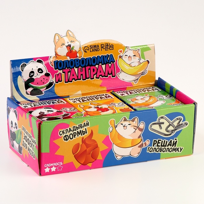 Металлическая головоломка Металлическая головоломка "Рецепт для мозга", с танграмом, МИКС