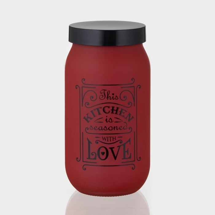 Банка стеклянная для сыпучих продуктов «Любовь на кухне», 1 л, цвет красный