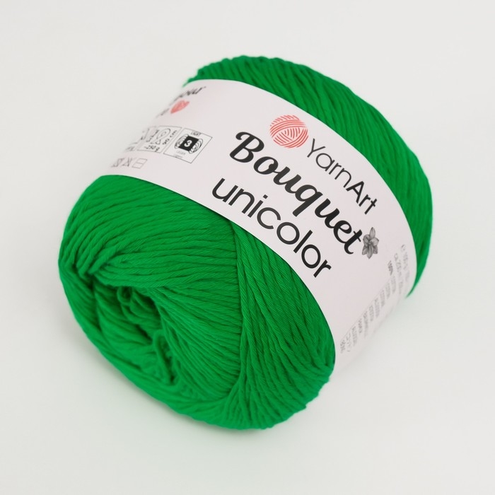 Пряжа Пряжа "Bouquet Unicolor" 100% хлопок 200м/100г (3220 зелень яркая)