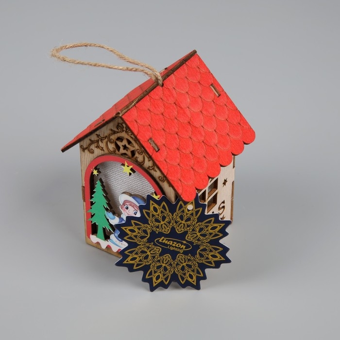 Ёлочная игрушка «Домик со Снегурочкой», от батареек, свечение тёплое белое Ёлочная игрушка «Домик со Снегурочкой», от батареек, свечение тёплое белое