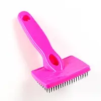 Пуходёрка малая, 6&times;13.5 см, мягкая, с закруглёнными зубьями, пластик, розовая