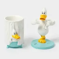 Набор аксессуаров для ванной комнаты &laquo;Утиные истории&raquo;, 4 предмета, дозатор 200 мл, мыльница, стакан, подставка для щёток, белый