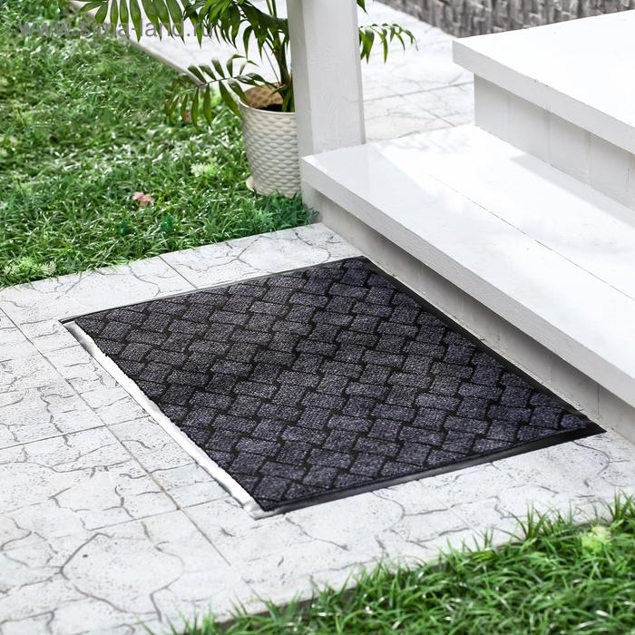Коврик придверный влаговпитывающий «Крафт», 80×120 см, цвет серый Коврик придверный влаговпитывающий «Крафт», 80×120 см, цвет серый