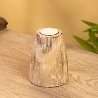 Подсвечник, d=4 см, 9&times;9&times;10 см, дерево джати, бежевый