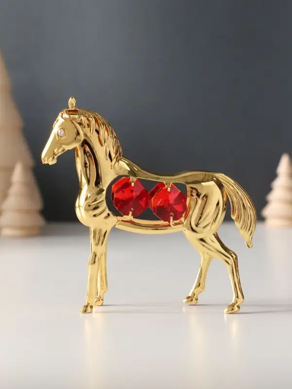 Сувенир  Лошадь с 4-мя красными хрусталиками, 9х3х9 см. Сувенир  Лошадь с 4-мя красными хрусталиками, 9х3х9 см.