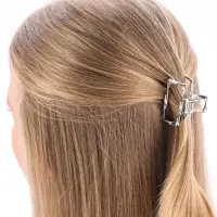 Крабик для волос &laquo;Сабина&raquo;, прямой, 4 см, серебристый