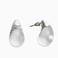 Серьги "Капли Бо", цвет прозрачный белый в серебре Серьги "Капли Бо", цвет прозрачный белый в серебре