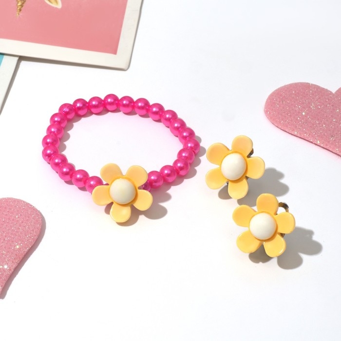 Набор детский «Выбражулька» 2 предмета: клипсы, браслет, лютики, цвет МИКС Набор детский «Выбражулька» 2 предмета: клипсы, браслет, лютики, цвет МИКС